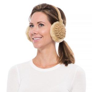 NEW Ladies Genuine Shearling Crochet Earmuffs OSFA